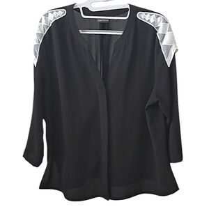 Covington  Dressy Black Top With Shoulder Accents Size XLP